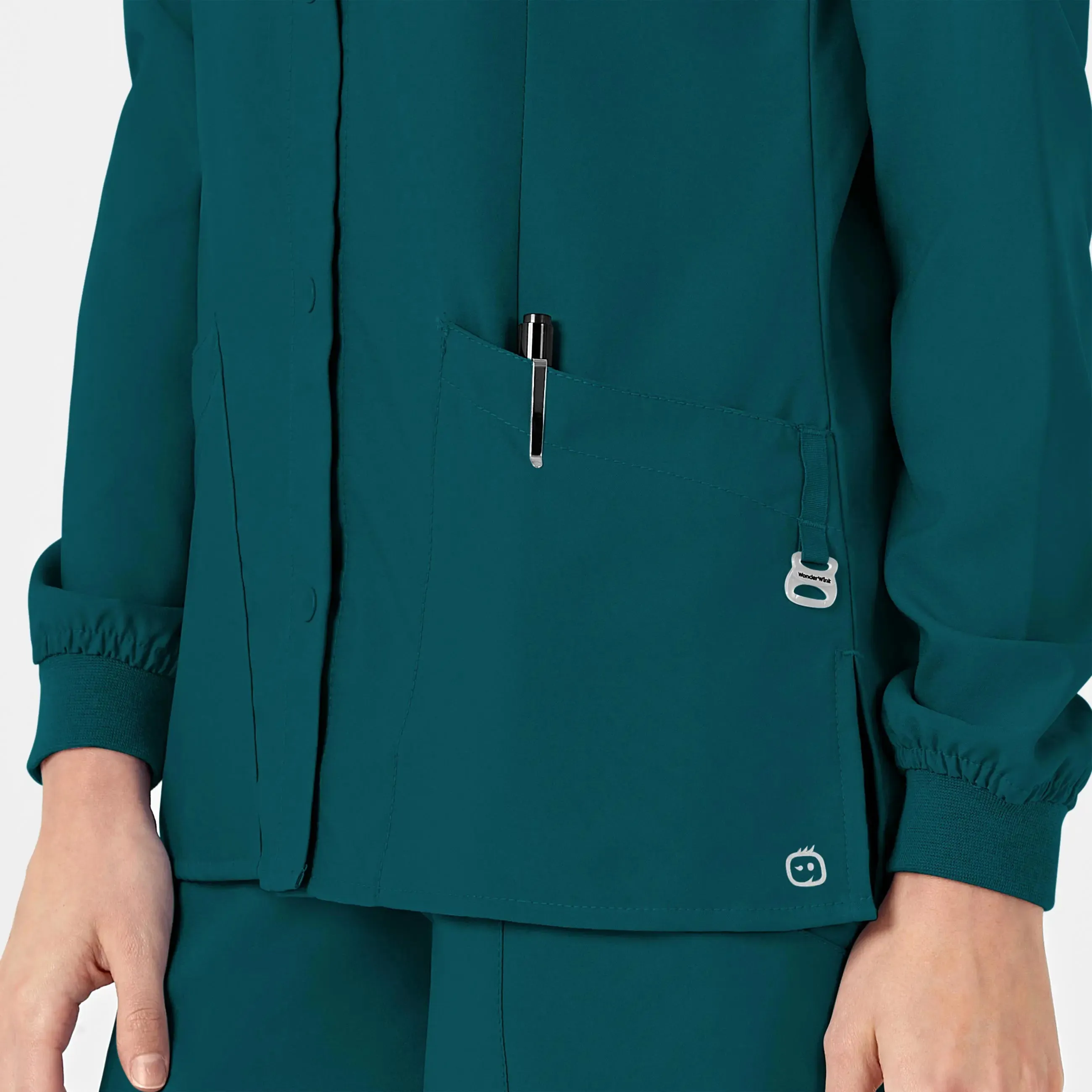Wink Women's Crew Neck Warm Up Jacket - Caribbean Blue