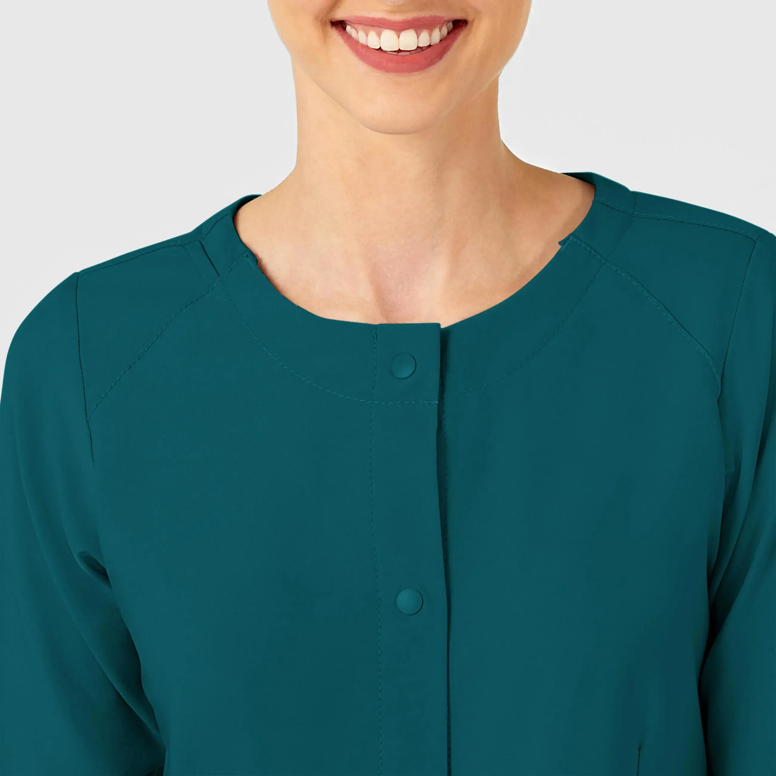 Wink Women's Crew Neck Warm Up Jacket - Caribbean Blue