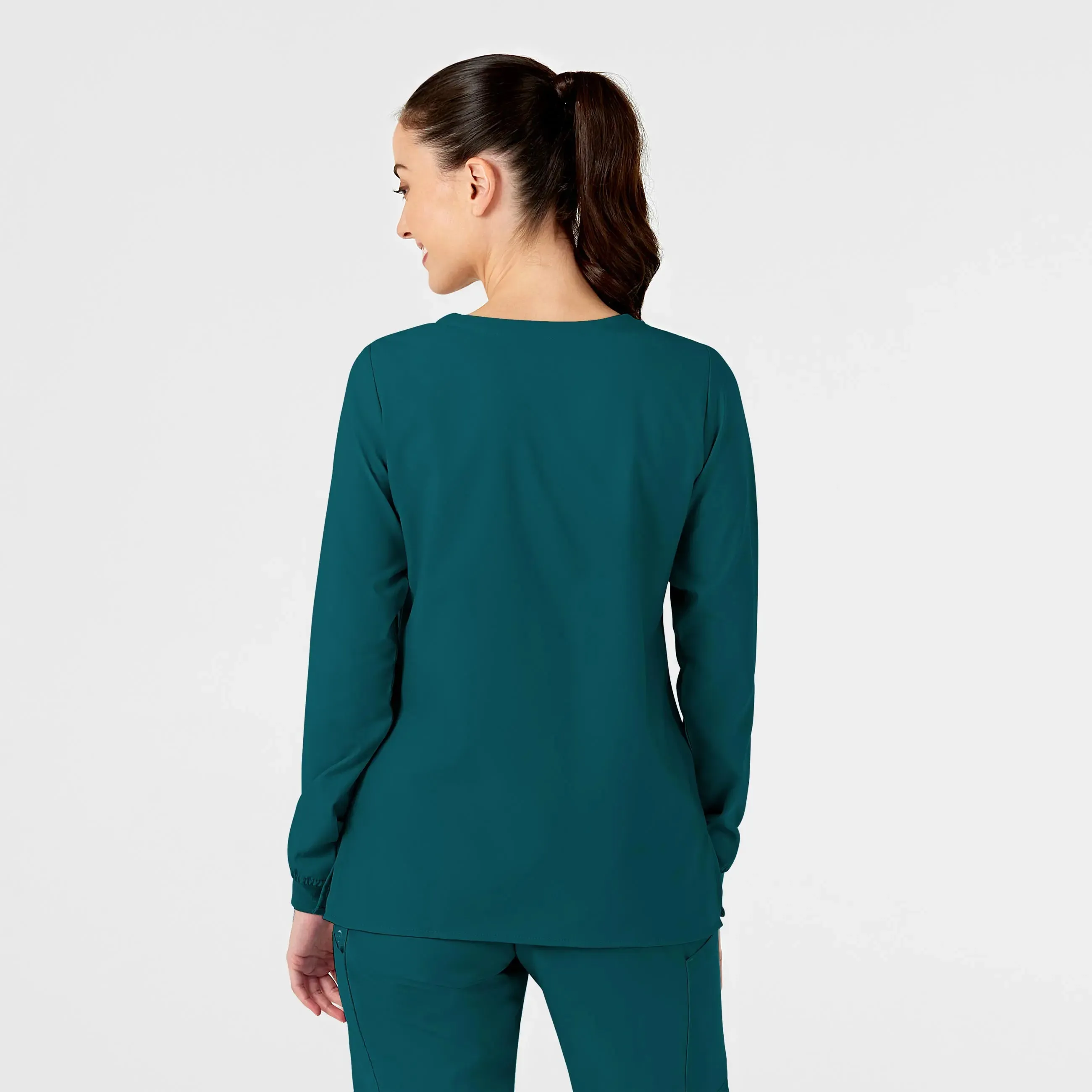 Wink Women's Crew Neck Warm Up Jacket - Caribbean Blue