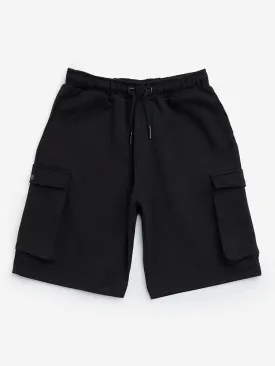Y&F Kids Black Cargo-Style Mid-Rise Cotton Shorts